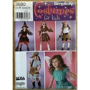 Simplicity Pattern 3680 Child's Costumes By NESSA Designs Witch Hippie Cowgirl..